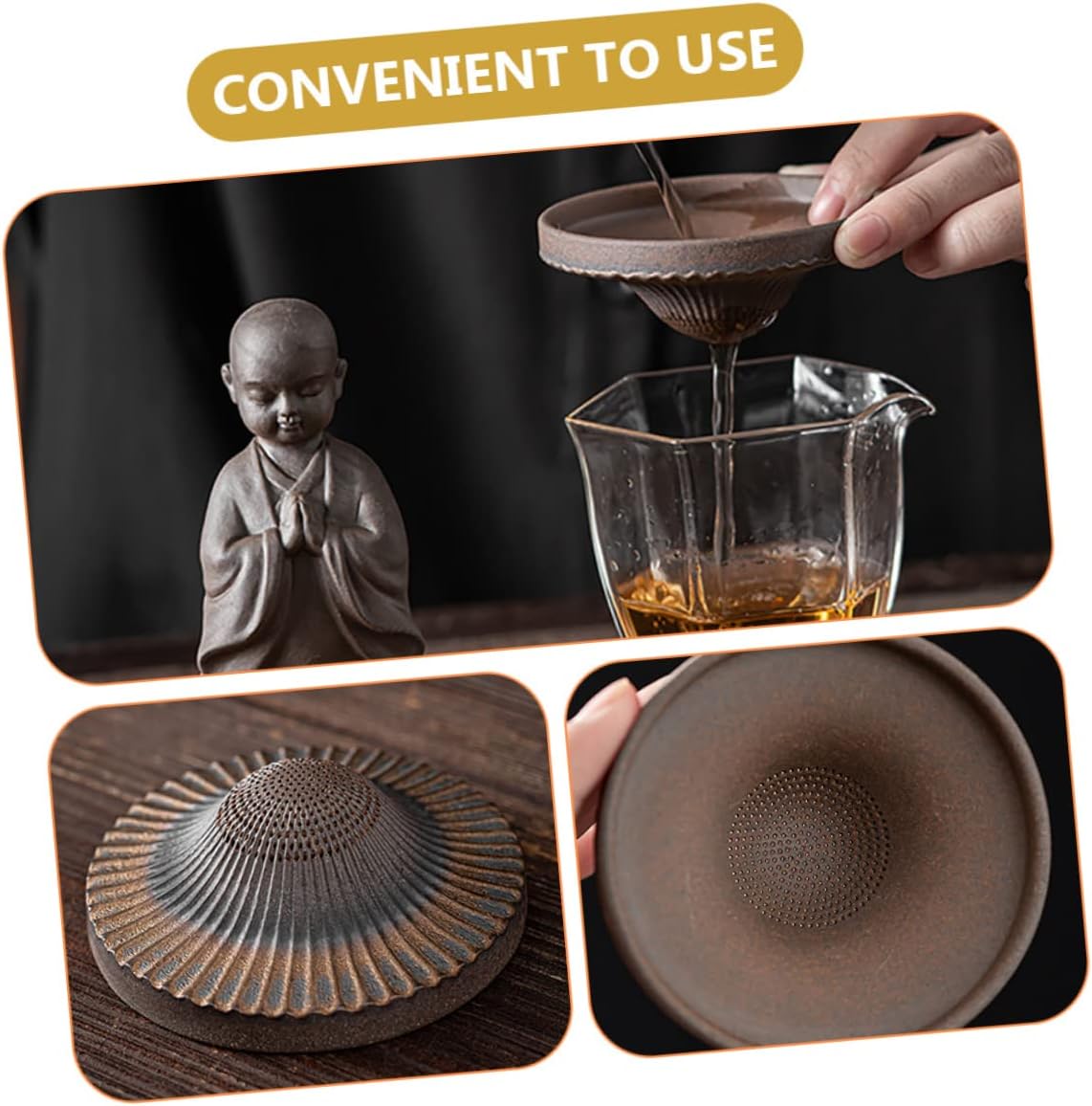 Operitacx Mini Zen Garden Decor: Tea Strainers, Buddha Statue, Ceramic Monk Figurine, Miniature Kung Fu Pet, Japanese Decor, Office Ceramics, Delicate Tea Tray