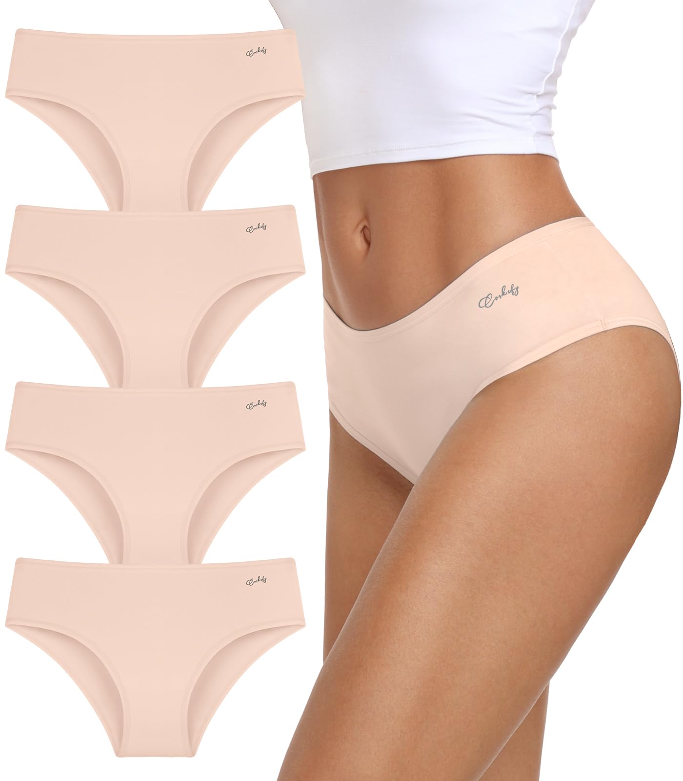 coskefy Women's Underwear Cotton Hipster Panties Soft Stretch 4 Pack