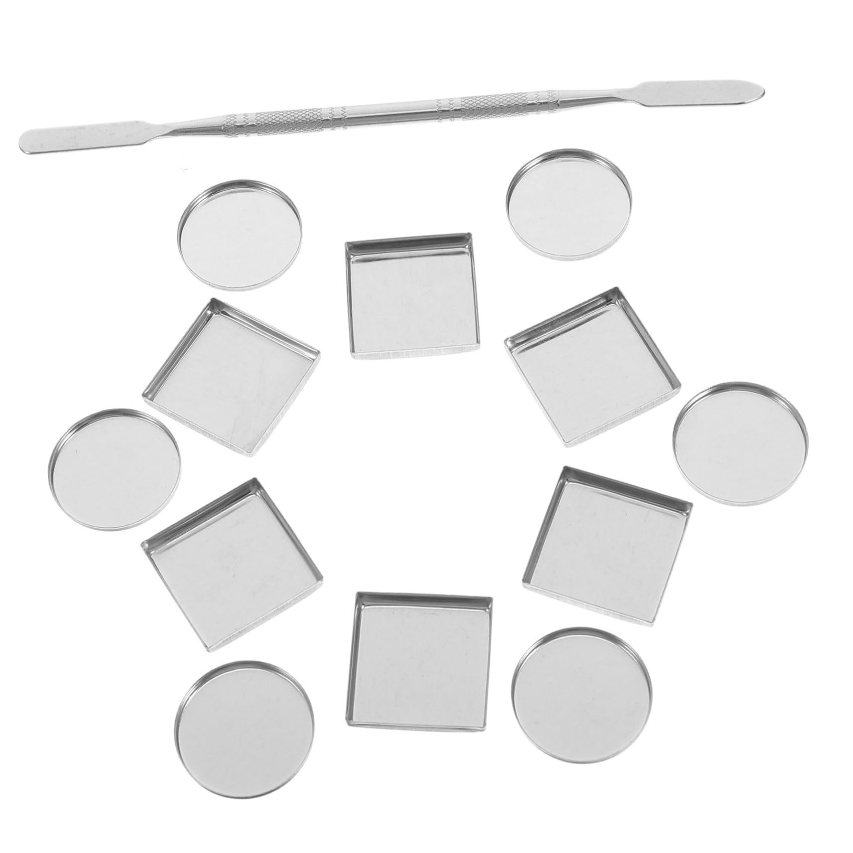 FOMIYES Empty Makeup Palette Pans 31pcs Iron Eyeshadow Blush Pans with Mixing Spatula Perfect for Diy Organization