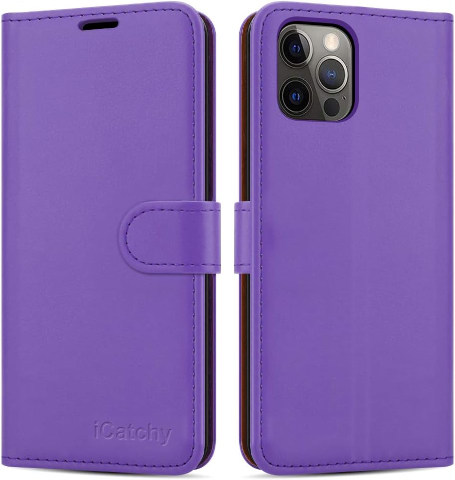 iCatchy for iPhone 12 Case/iPhone 12 Pro case Leather Wallet Book Flip