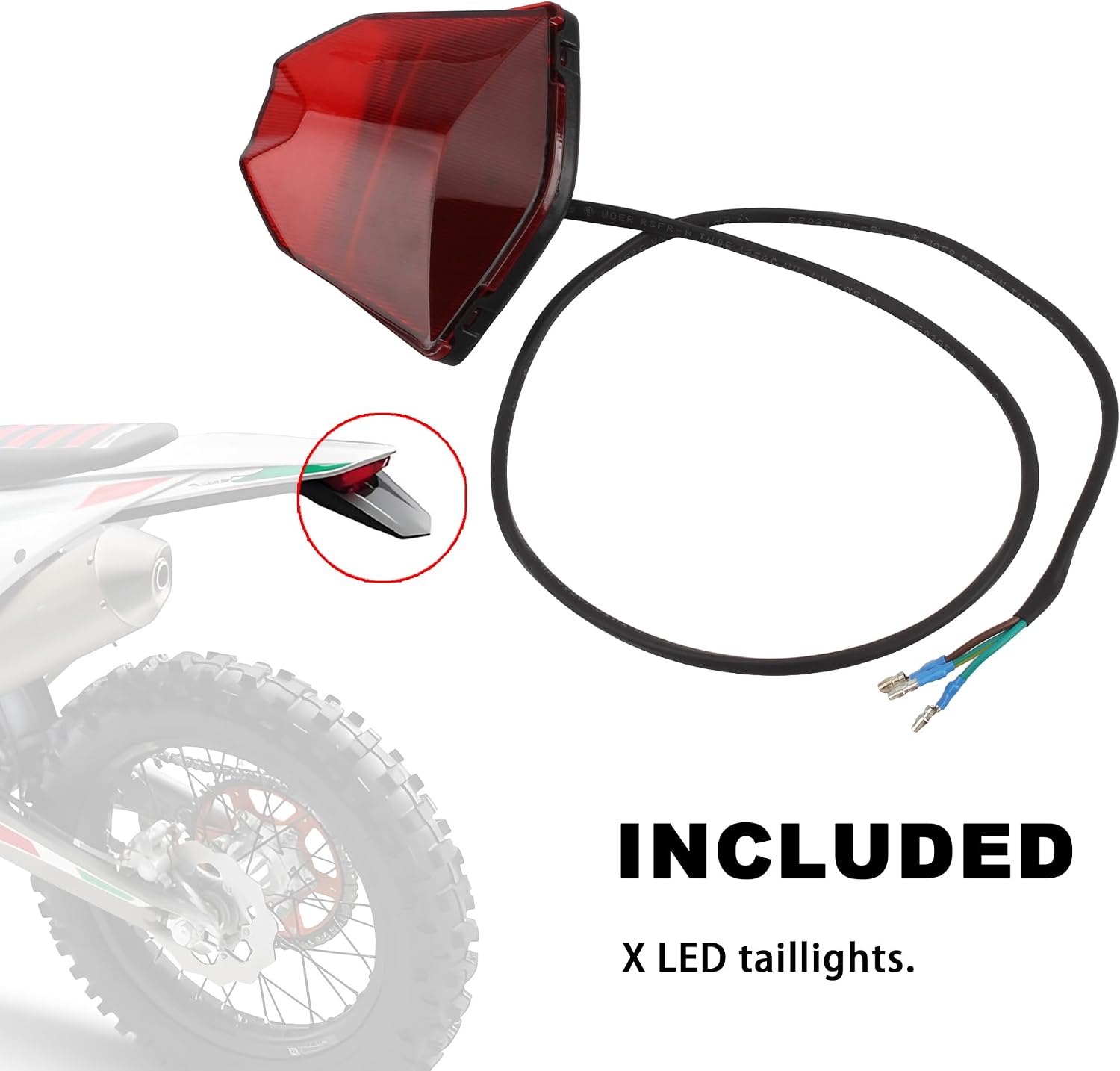 Motorcycle Rear Tail Light Brake,Dirt Bike 12V Red Lens Running Tail Light for EXC XCF XCW 150 250 350 450 500 530 2020-2023