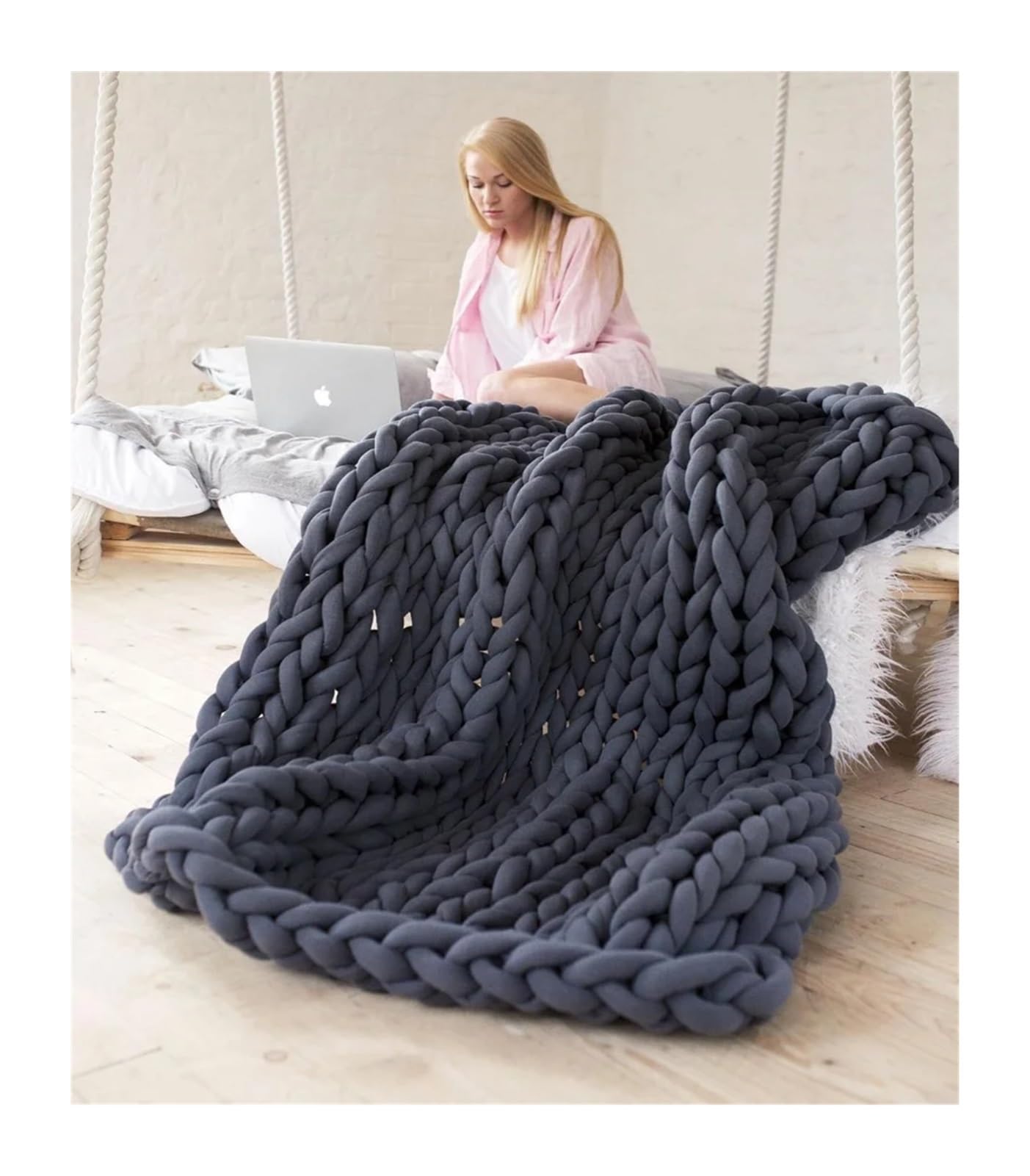 Chunky Wolle,Wolle Super Chunky 0,5 kg 500 g Samt-Grobgarn, Baumwollschlauch, Merinowolle, Alternative for Selbermachen, for sperrige Armstrickdecken, Handstricken, Spinn, super dick(500g 4)