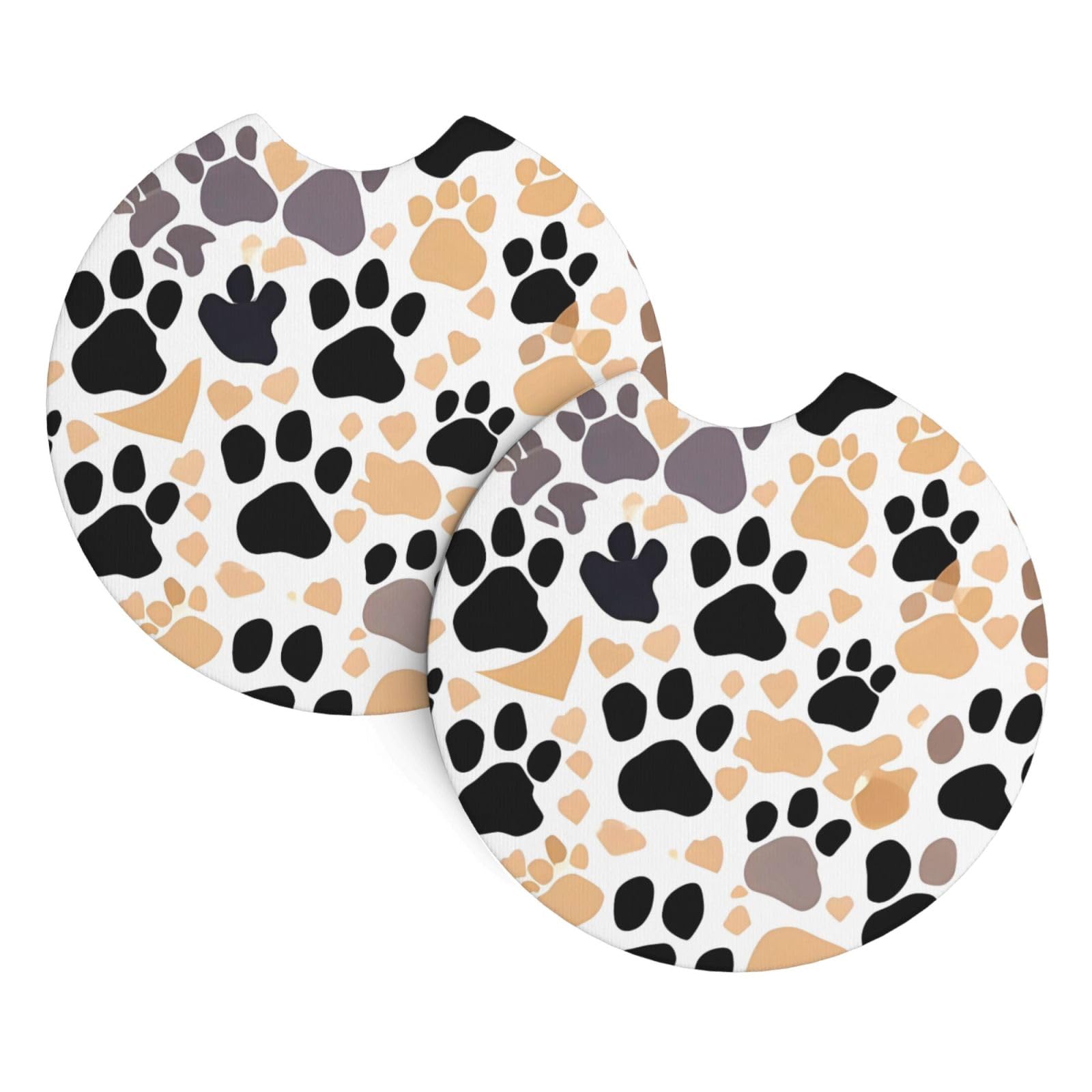 2 Pack Car Coaster for Cup Holders Cute Dog Paw Prints Car Cup Coaster 2.7" Neoprene Non-Slip Automotive Cup Mat Universal Auto Car Interior Accessories for Women Men Cup Pad