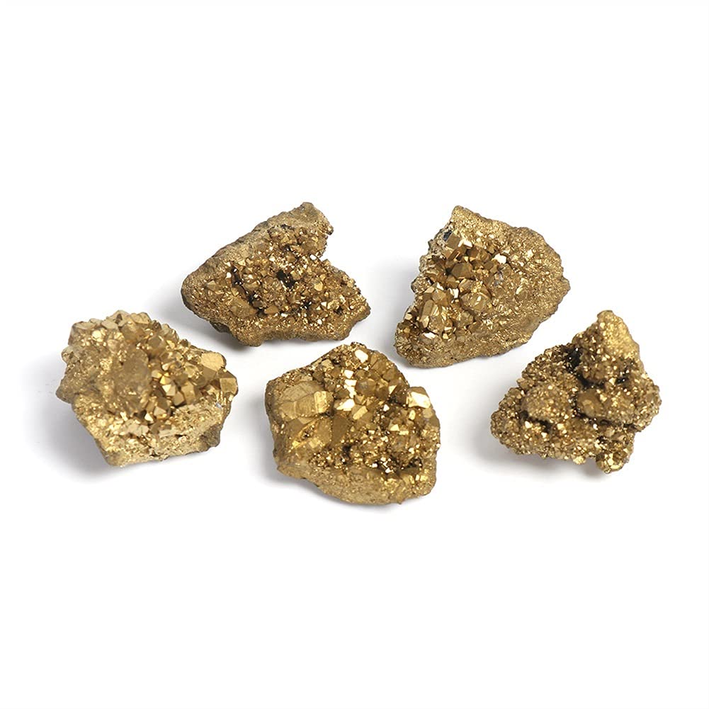 Cristal naturel Matériaux naturels bruts Spécimens Fabrication de bijoux Cadeau de bricolage Galvanoplastie Or Grappe de cristal de pierres précieuses brutes Titane GeodeCrystal Collections de la mais