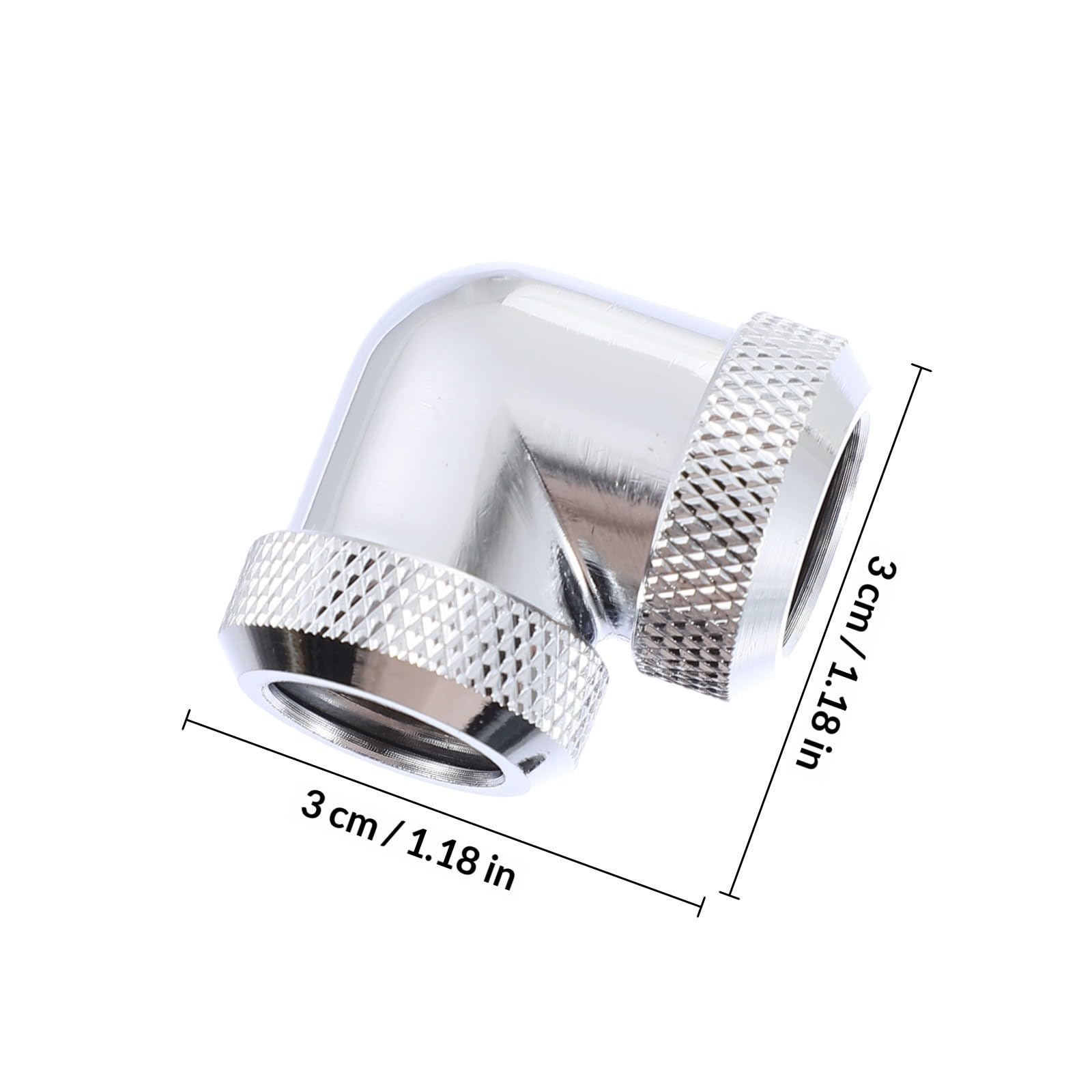Gomito di raffreddamento liquido, 14 mm, 90°, doppio, ottone argento