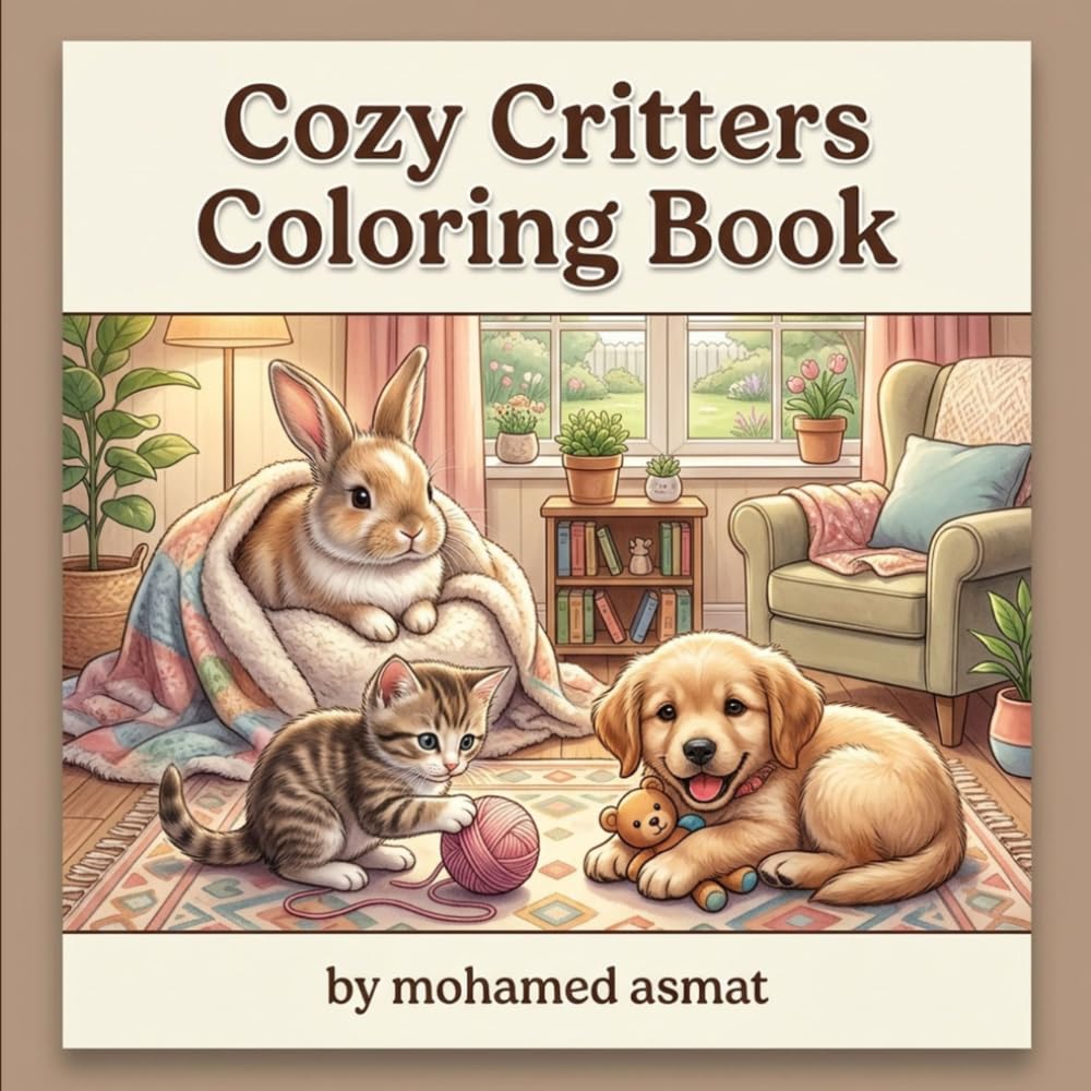 Cozy Critters Coloring Book: Bold and Easy Cute Animal Scenes for Relaxation, Stress Relief, and Cozy Coloring Fun