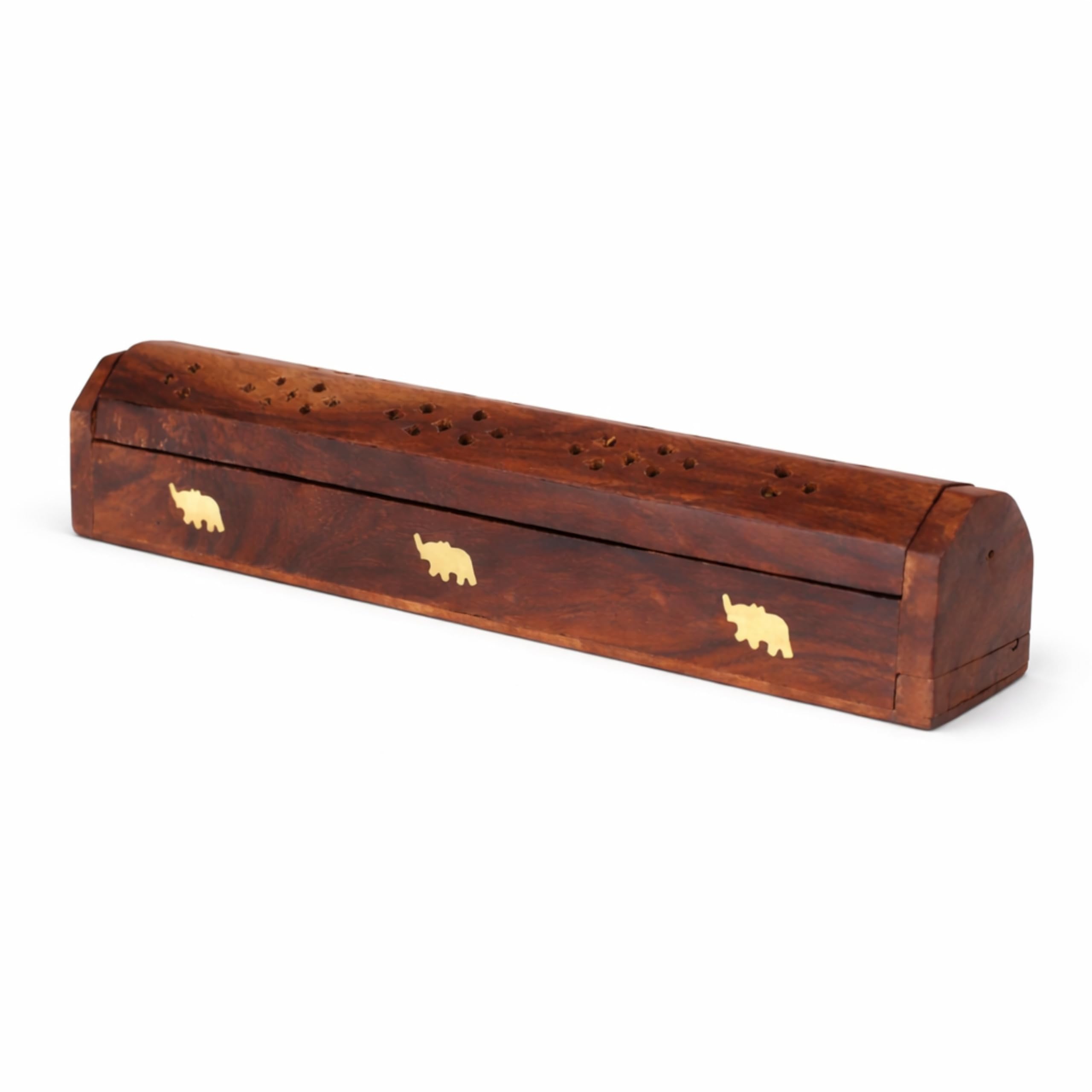 Wooden Incense Stick Holder Box with Ash Catcher & Storage | Handmade Agarbatti Burner Case for Home Temple, Meditation & Prayer | Decorative Wooden Incense Holder with Lid (25 cm)-image-6