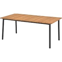 OTSUN Outdoor Dining Table, Aluminum Teak All Weather-Ready with Slatted Top Versatile for Patio Backyard Deck Family Gatherings & Garden