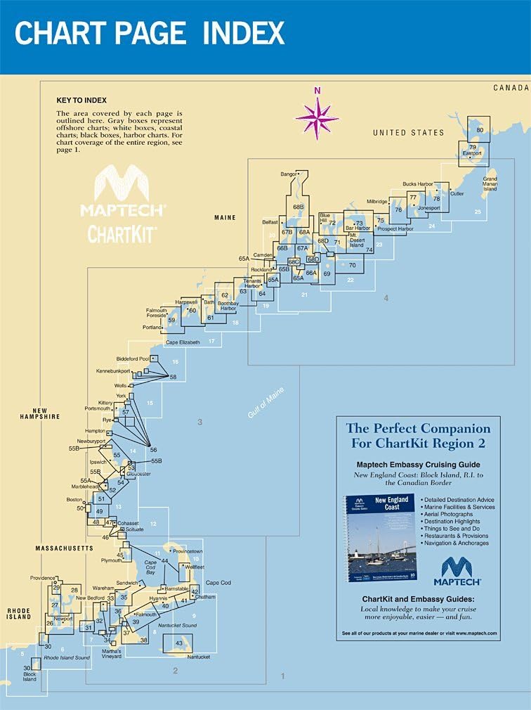 Maptech Chartkit Region 2 Block Island, RI to Canadian Border 16th Edition