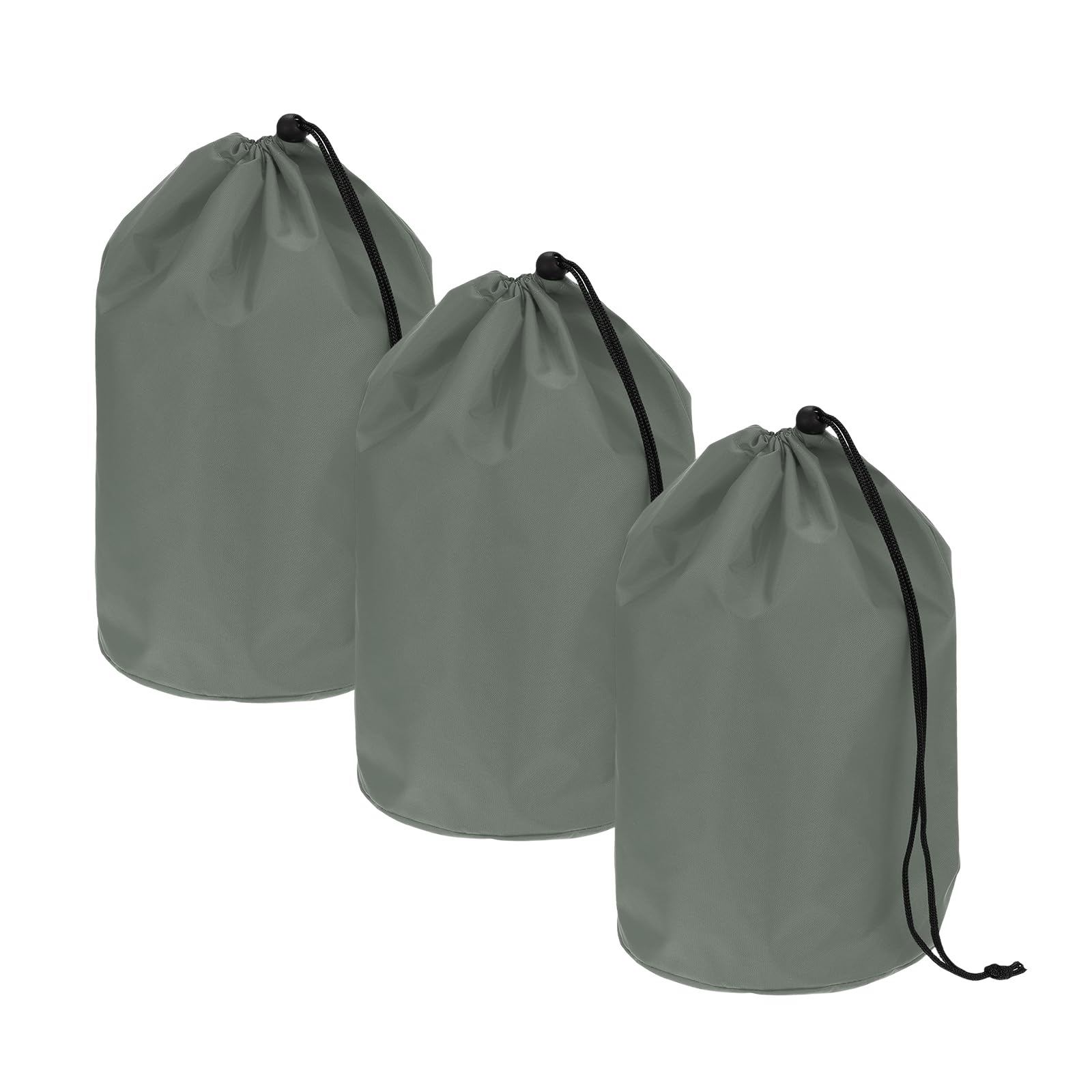 YELARXI Drawstring Bag with Toggle, Cinch and Ditty Pouch Portable Outdoor Products Ditty Bag 18x32cm & 3 Pack & Light gray - Fitting for (Backpacking/Camping/Traveling)