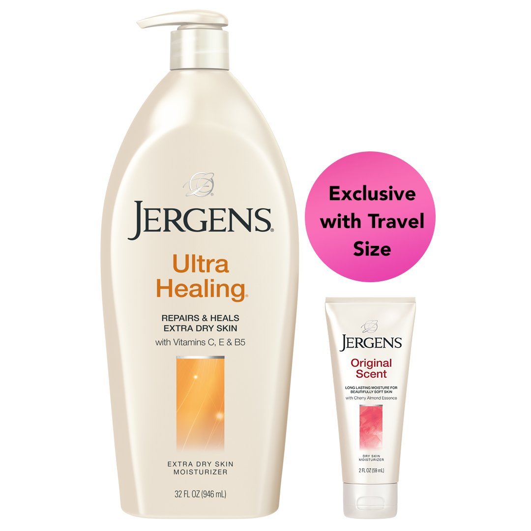 Jergens Ultra Healing Extra Dry Skin Moisturizer for Body, 32 Ounces + Travel Size Jergens Original Scent Dry Skin Body Moisturizer-image-5
