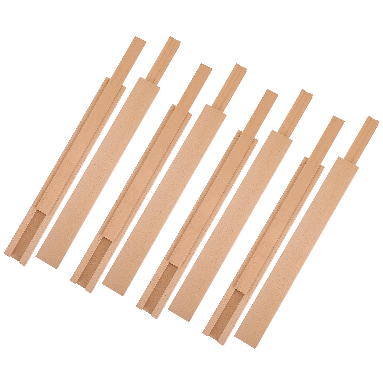 Wood Drawer Slides 8PCS 16 Inch Wooden Drawer Rails Classic Wood Center Guide Track with Slide Glides, Replacement Inforcement Part