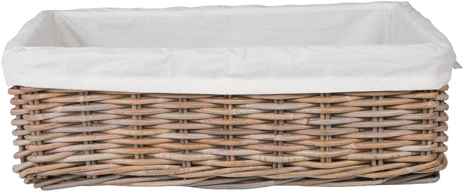 Kouboo Kobo Rattan Shelf, Underbed Removable Liner, Gray, Large Size Decorative Storage Basket