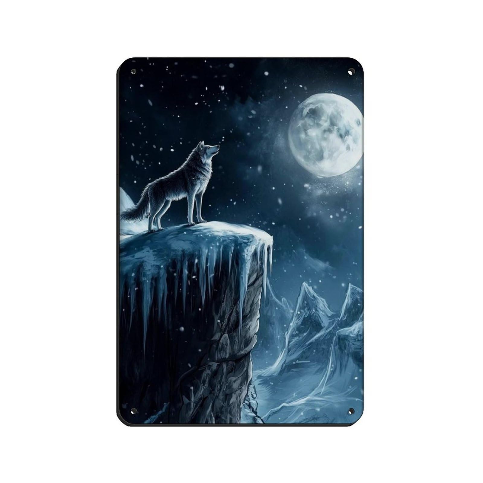 Wolf Art, Howl at The Moon, Dark Gothic Fantasy Retro Poster Metal Tin Sign Chic Art Retro Iron Painting Bar People Cave Cafe Family Garage Poster Wall Decoration 8x12inch(20x30cm)
