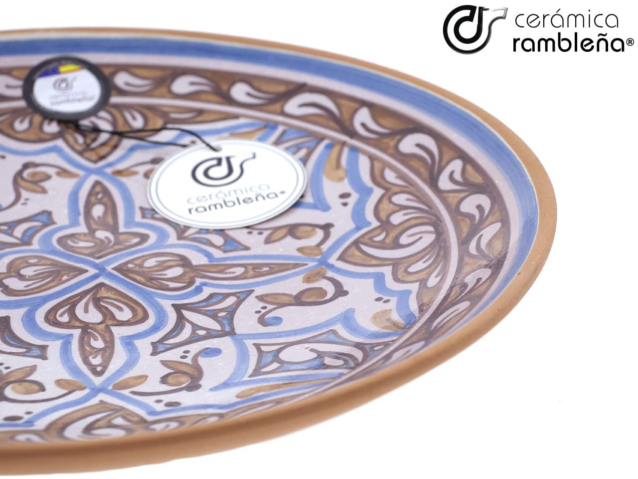 CERÁMICA RAMBLEÑA | Plato decorativo pared | Plato de cerámica | Plato de pared | Plato de barro | Plato pared - Modelo D46 | 100% Hecho a mano | 27x27x4.5 cm