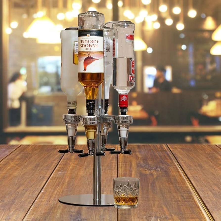 ■スタンド式ボトルディスペンサー 4本用■ Amazon.co.jp: 4ボトルワインディスペンサー 壁取り付け 飲料