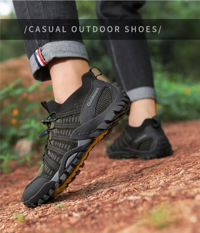 Men's Outdoor Stretch Mesh Hiking Shoe Comfortable Low Sneaker Lightweight Breathable Non-Slip Trekking Trails Shoes Casual Portable Slip on for Beach Fishing Water Sandals3