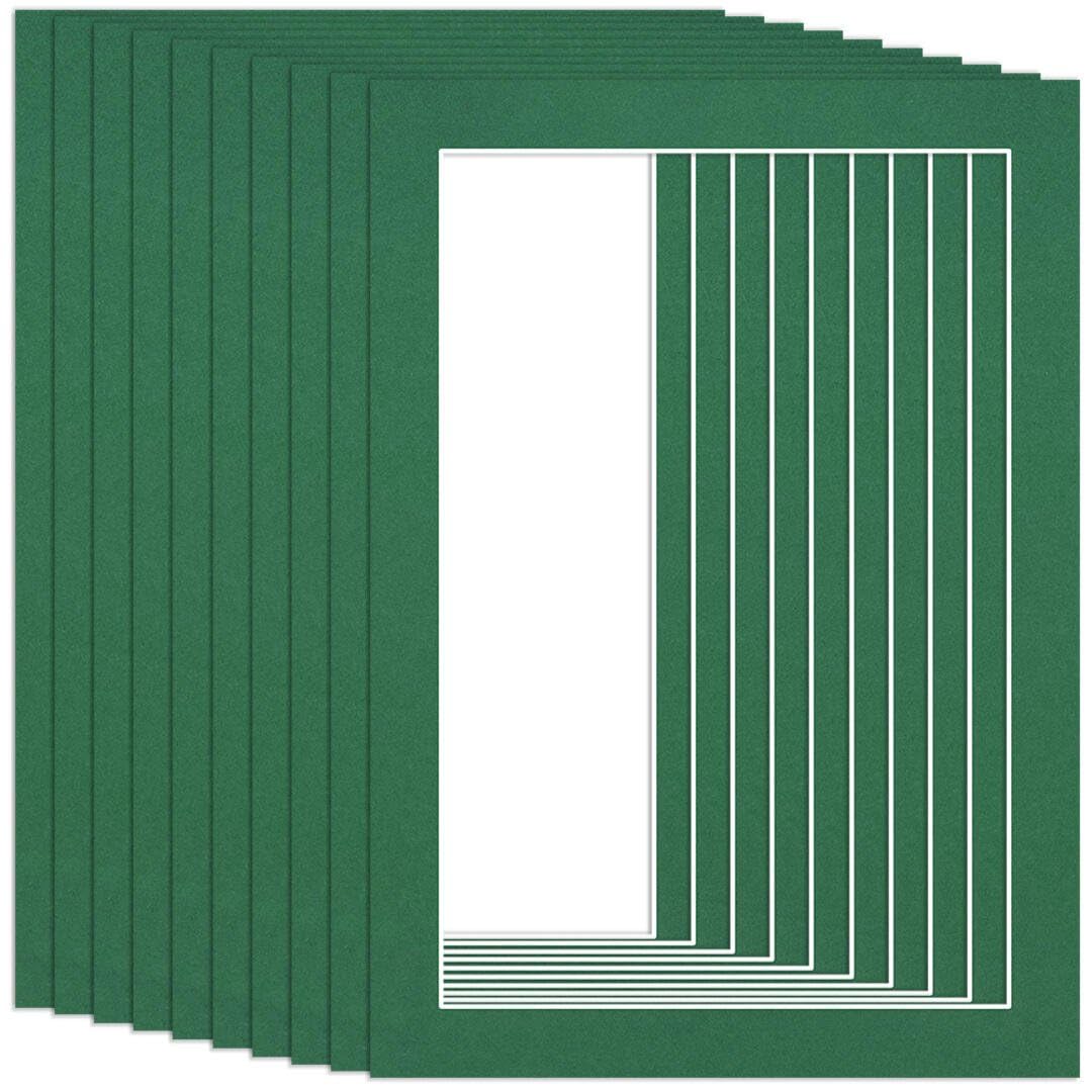 Procut Global 7x5" Emerald Picture Mounts to Fit 6x4" Aperture - Precision Cut Cardboard Photo Mount - Ideal for Frames, Prints, Artwork & Certificates - Sizes & Colours Available - 10 Pack