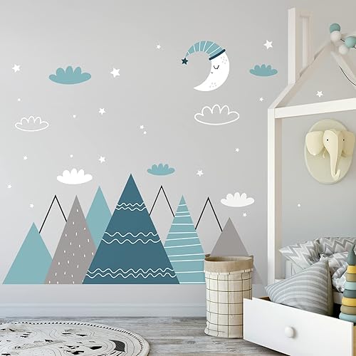 Miniatura 1 de Calcomanías adhesivas de pared de montaña de 79 x 63 pulgadas calcomanías adhesivas de pared de montaña calcomanías de pared de montaña guardería