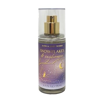 Bath & Body Works Snowflakes & Cashmere Mini Fragrance Mist and Body Cream Bundle with a Himalayan Salts Springs Sample Soap - Travel Size
