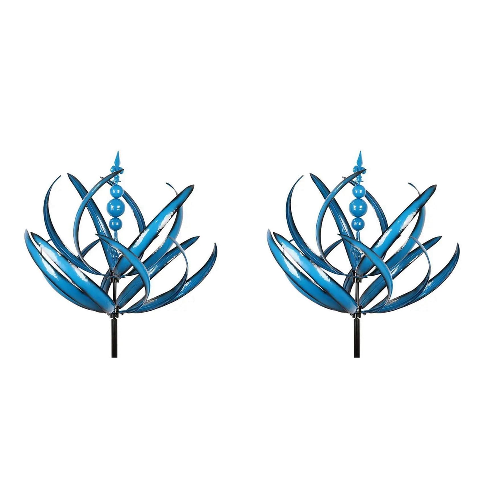 Hndhbfgrt 2X Wind Spinner Metal Windmill 3D Wind Powered Sculpture Lawn Metal Wind Solar Spinners Yard and Garden Decor,B