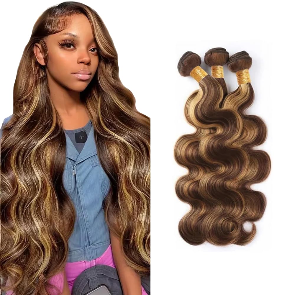 Body Wave Bundles Human Hair Tissage Cheveux Extensions De Cheveux Humains Tressés Naturels Extensions 3 Bundles 50g/pcs Double Weft P427 Highlight Blonde for Woman 16 18 20 Inch