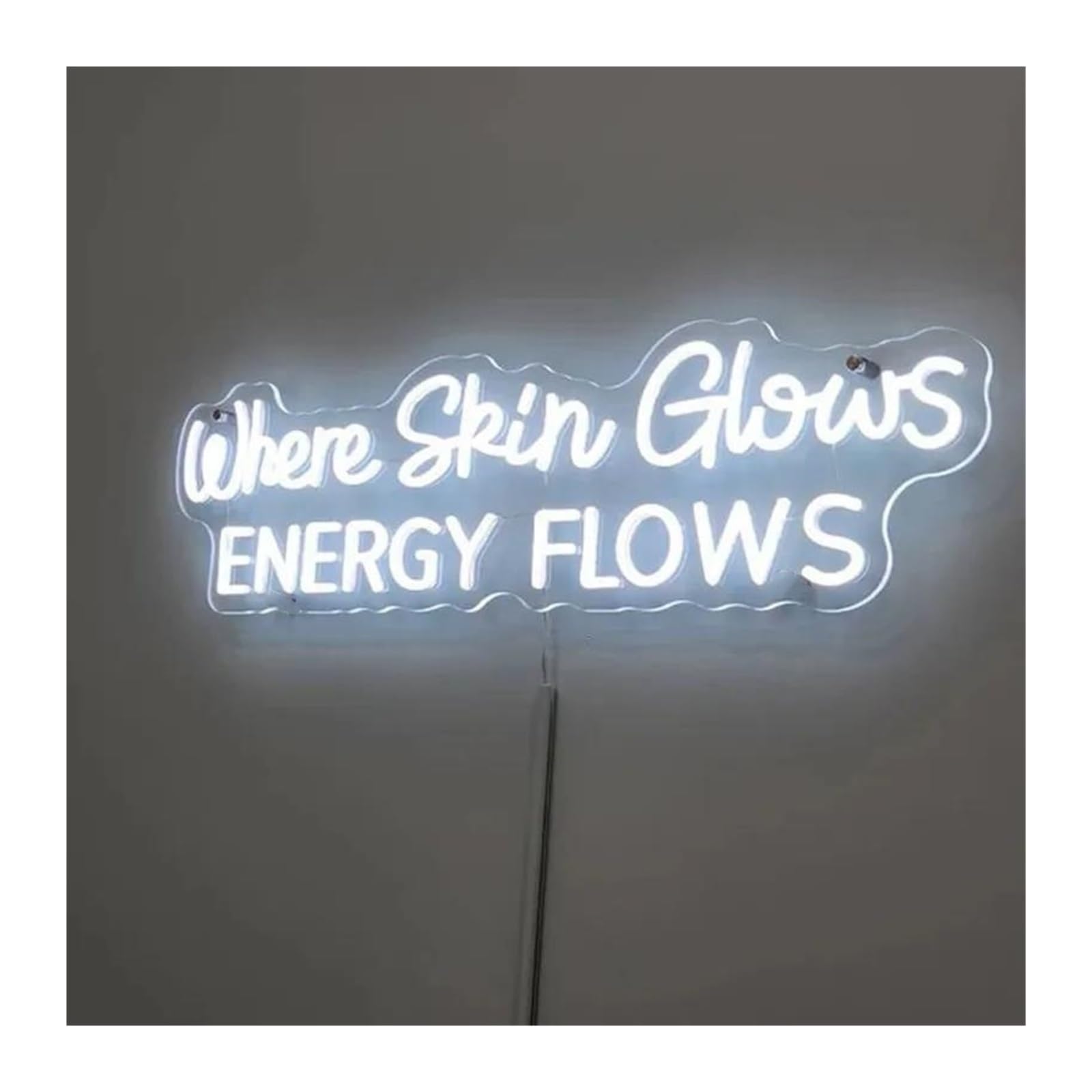 LEMST Signs Lamp Where Skin Glows Energy Flows Neon Sign, Beauty Salon Studio Neon Sign,Beauty Spa Sign 42x17.5cm(White)