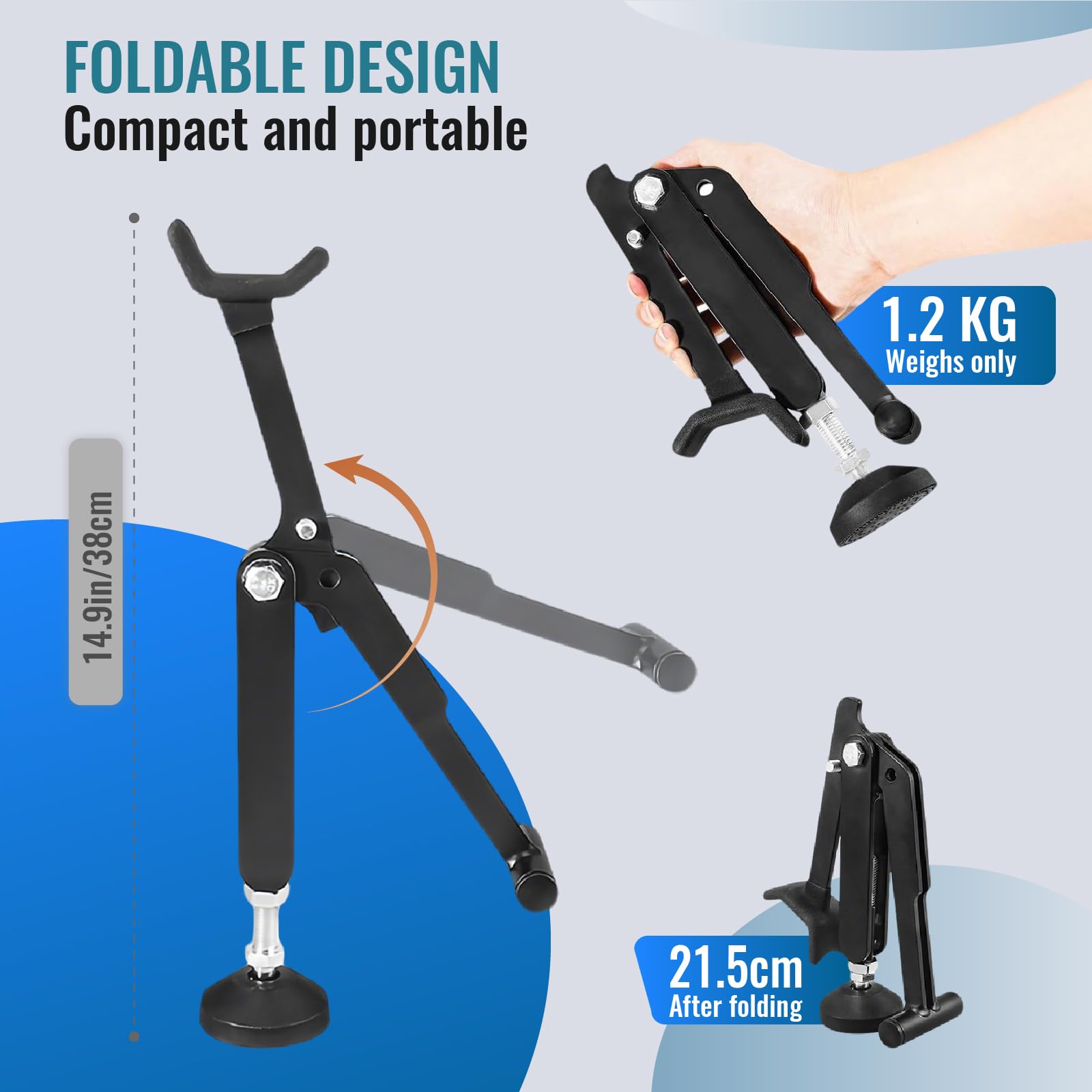 Cavalletto Pieghevole Moto, Martinetti Sollevamento Portatili per Ruote Posteriori, Sollevatore Universale Moto con Maniglia, Altezza e Angolazione Regolabili, per Motociclette, Bici, ATV