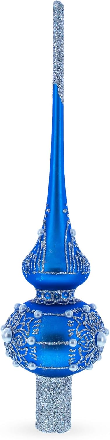 Silver Web on Blue Glass Tree Topper