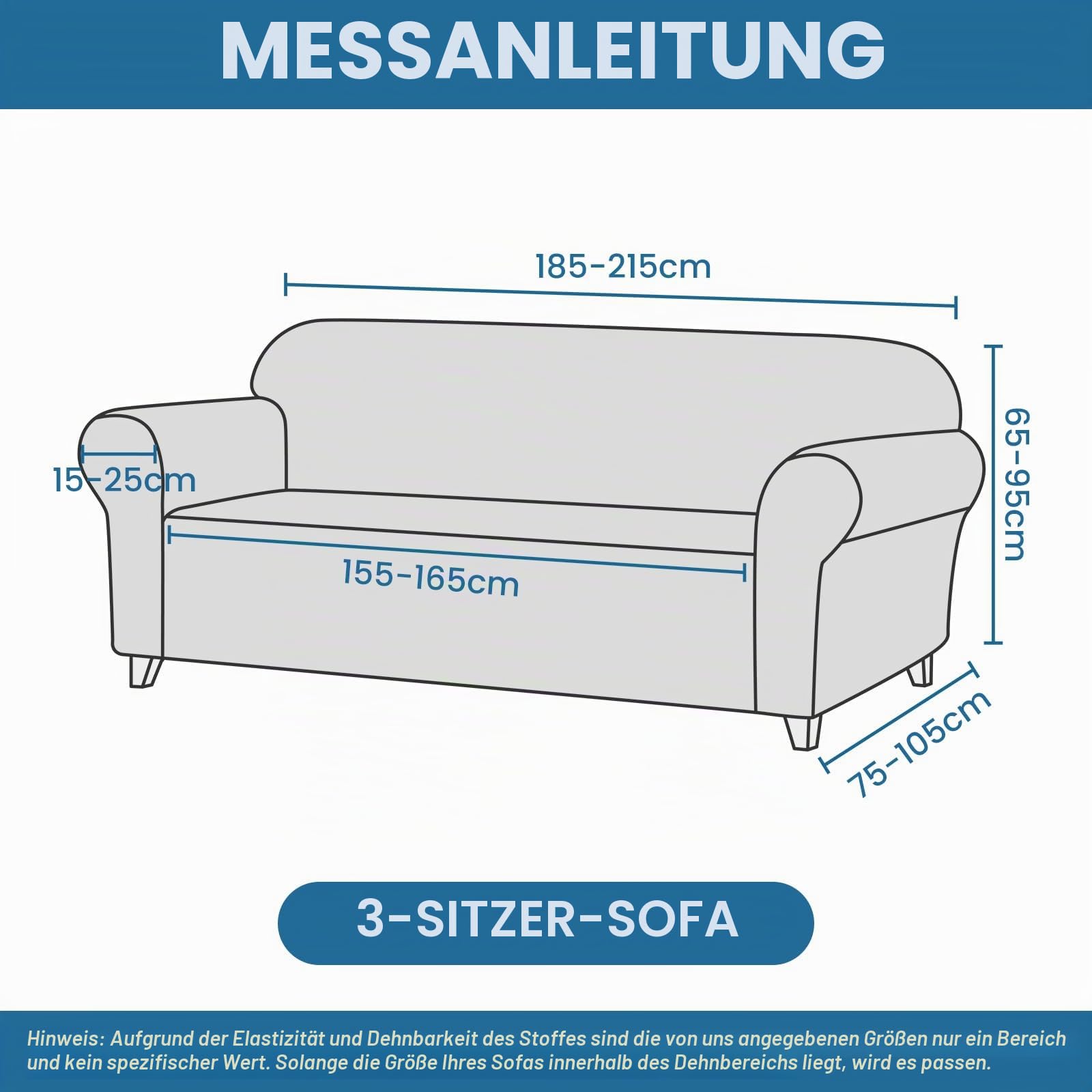 Ystyle Universal Sofa Überzug 3 Sitzer mit Armlehne, Dunkel Grau | Weicher Stretch Sofabezug, Couchbezug Kratzfest Rutschfest, Strecken Sofaüberwürfe, Sofaschoner Waschbar für Wohnzimmer