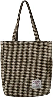 [TAILORMAP] ハリスツイード Harris Tweed ショルダーバッグ リュック バッグ カバン レディース 大容量 ズック カジュアル 旅行 肩掛け 手提げ シンプル ハンド 洗え 収納 エコバッグ 通勤通学 便利 (千鳥格子柄)