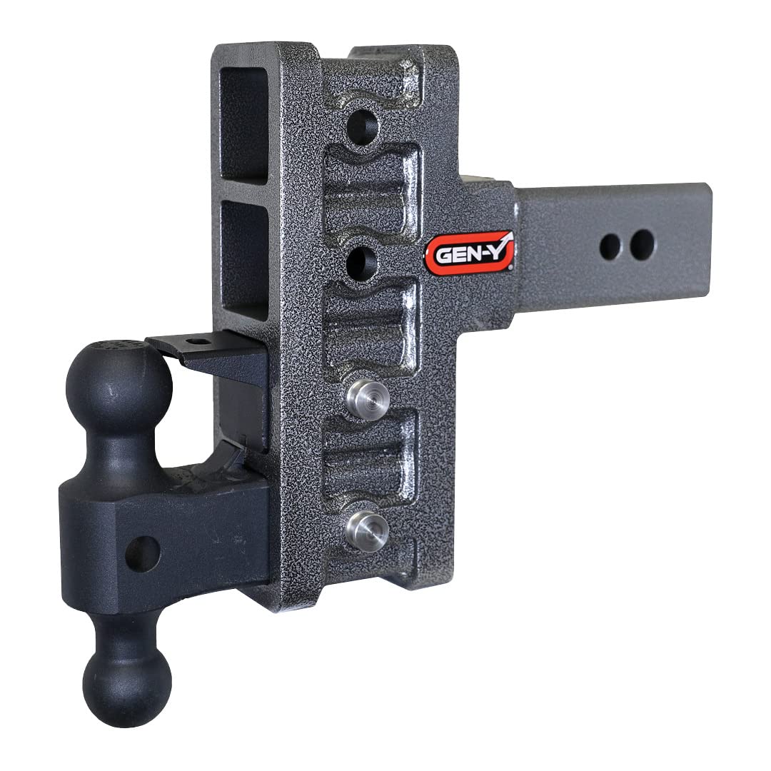 GEN-Y GH-2024 MEGA-Duty Adjustable 6" Offset Drop Hitch with GH-0161 Dual-Ball, GH-0162 Pintle Lock for 3" Receiver - 32,000 LB Towing Capacity - 3,500 LB Tongue Weight