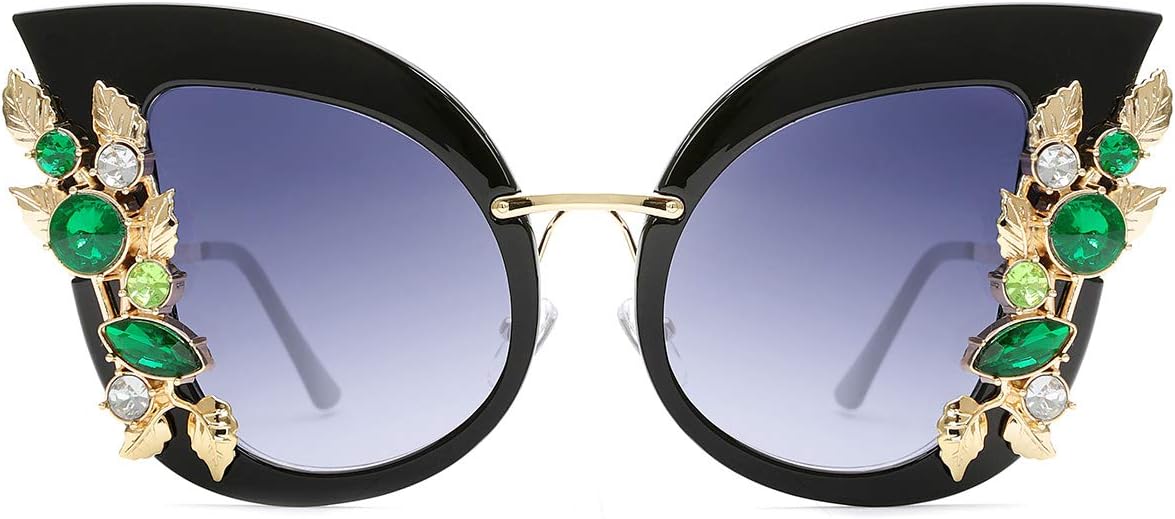Slocyclub Jeweled Sunglasses, Funky Butterfly Shaped Sunglasses, Oversized Rhinestone Sunglasses for Women