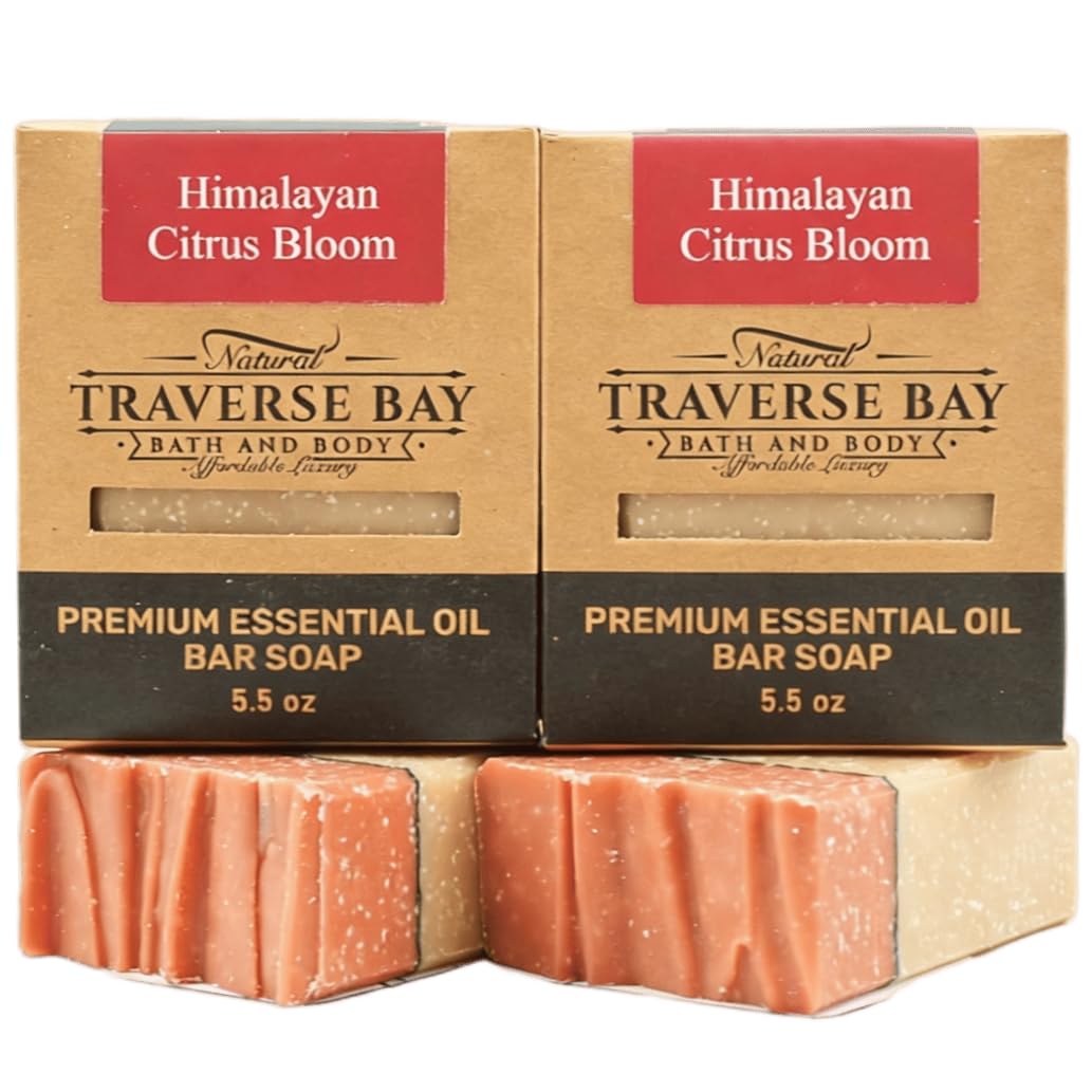Traverse Bay Himalayan Citrus Bloom Natural Bar Soap - Premium Essential Oils, Floral Citrus Scent, Cold Process, 5.5oz 2-Pack