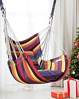 Vista 7 de Halalona Silla Hamaca Colgante Silla Hamaca Colgante Columpio de Cuerda 2 Cojines Incluidos - Columpio Hamaca Resistente y Duradera de Algodón Suave