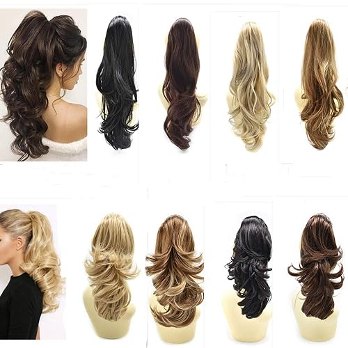 Vista 26 de LYRICAL HAIR Extensión de cola de caballo sintética para mujer, con cordón ajustable, pinza de mandíbula, larga, rizada, ondulada, extensión de cola
