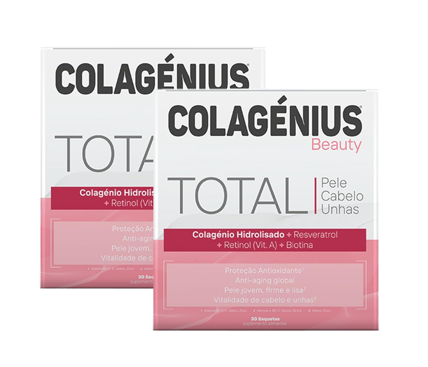 Colagénius | Beauty Total | 60 saquetas Pack 2x30 |Pele, Cabelo e Unhas | Vitamina B2, E, C, Selénio e Zinco