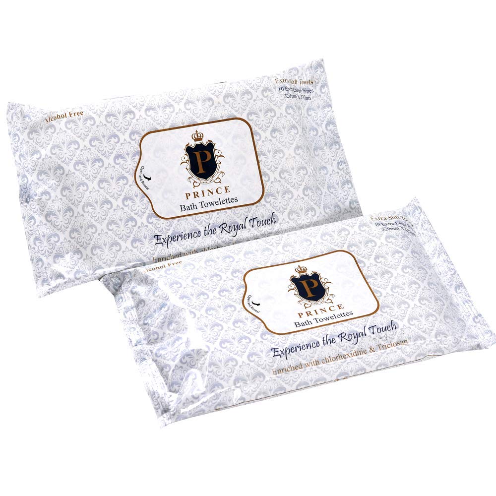 Prince Bath Towelettes | Cleansing Wet Bed Bath Wipes for Adults | Body Sponging | Extra Large, 10 Wipes/Pack (Pack of 2), 20 Wipes-image-27