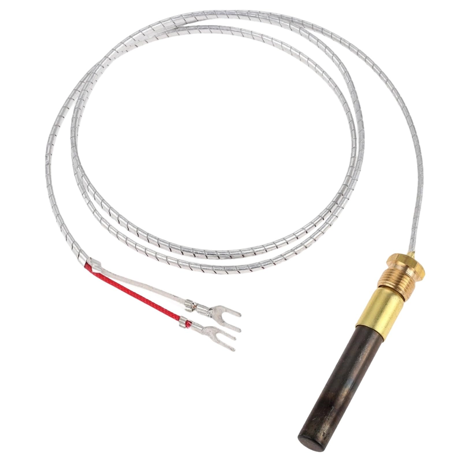 750 mV Folienkabel-Thermopile, 72 Zoll Thermoelement, Metall-Temperatursensor mit Schnellanschluss und stabiler Spannungsausgabe für Gaswasserboiler, Kamin, Gasfritteuse und Ofen