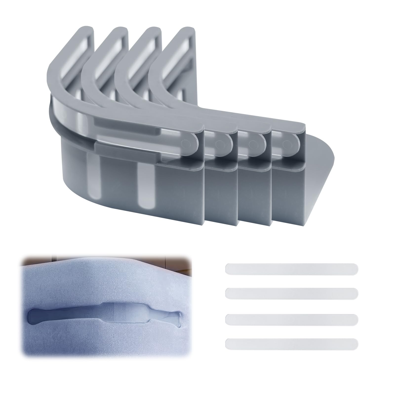 4 Attaches Drap Housse - Bloque-Draps Anti-Dérapant, En PP, 15.5x10x3.7 Cm - Pour Lits Simple à Queen