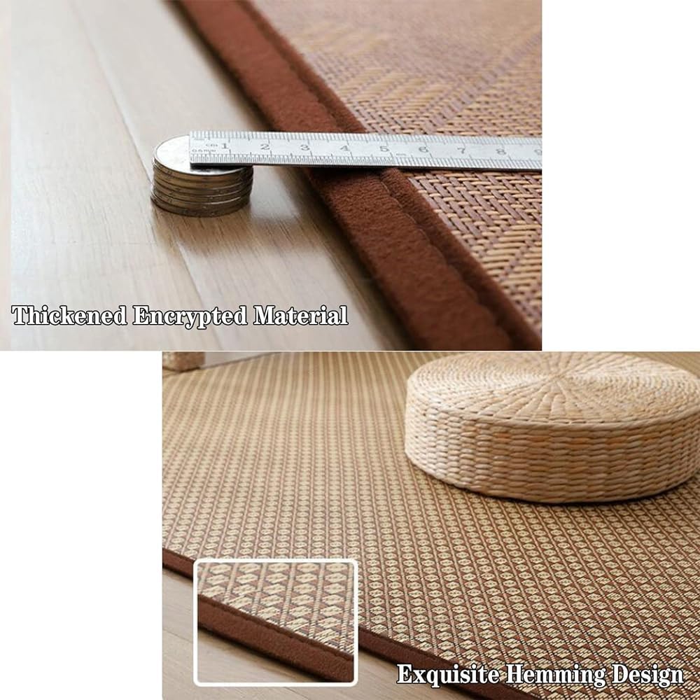 Alfombra de bambú antideslizante plegable para verano, para sala de estar y dormitorio, estilo japonés, alfombra de juego natural, respetuosa con el medio ambiente, decoración del hogar