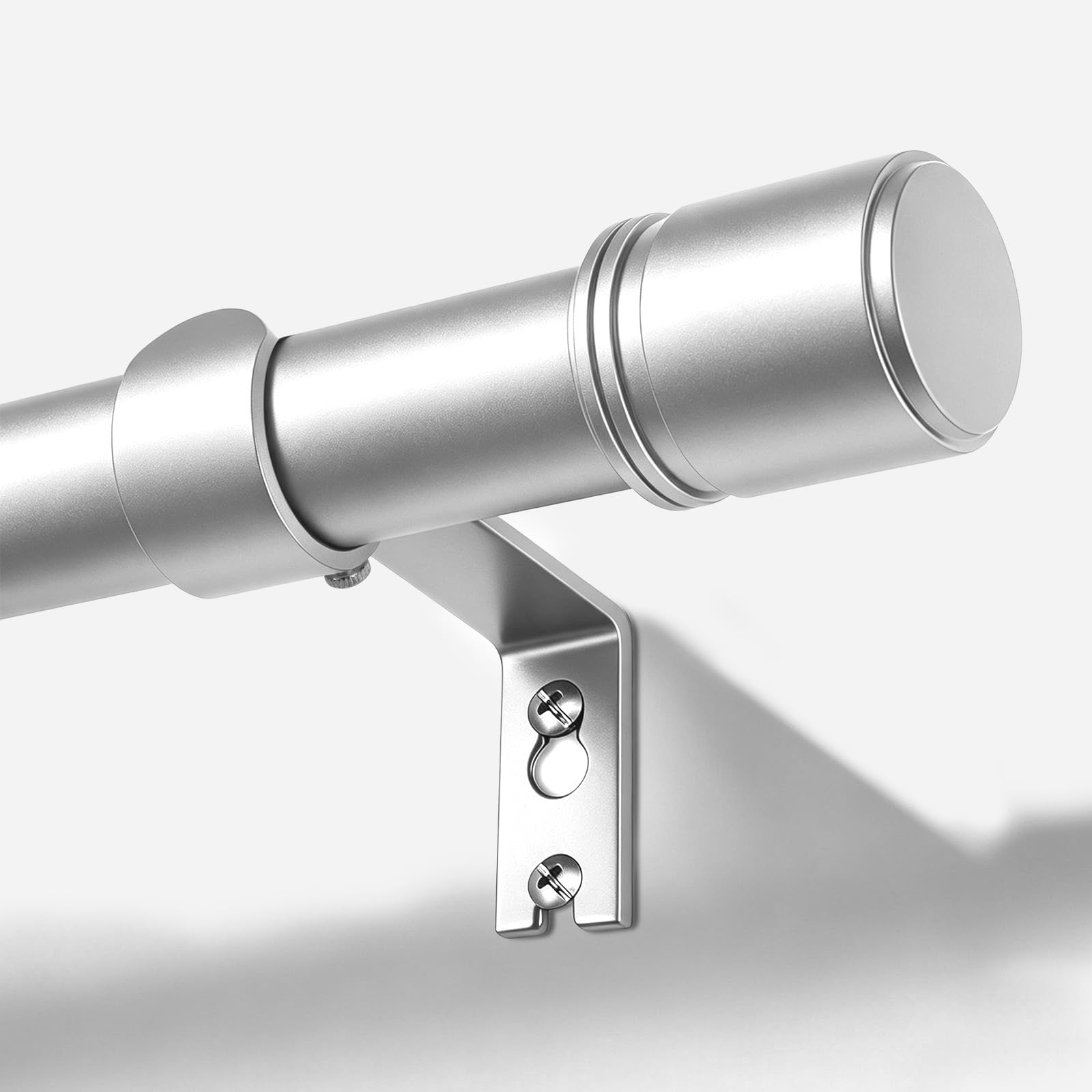 BOLITE Silver Extendable Curtain Poles 80-218 cm, 25 mm Metal Curtain Pole