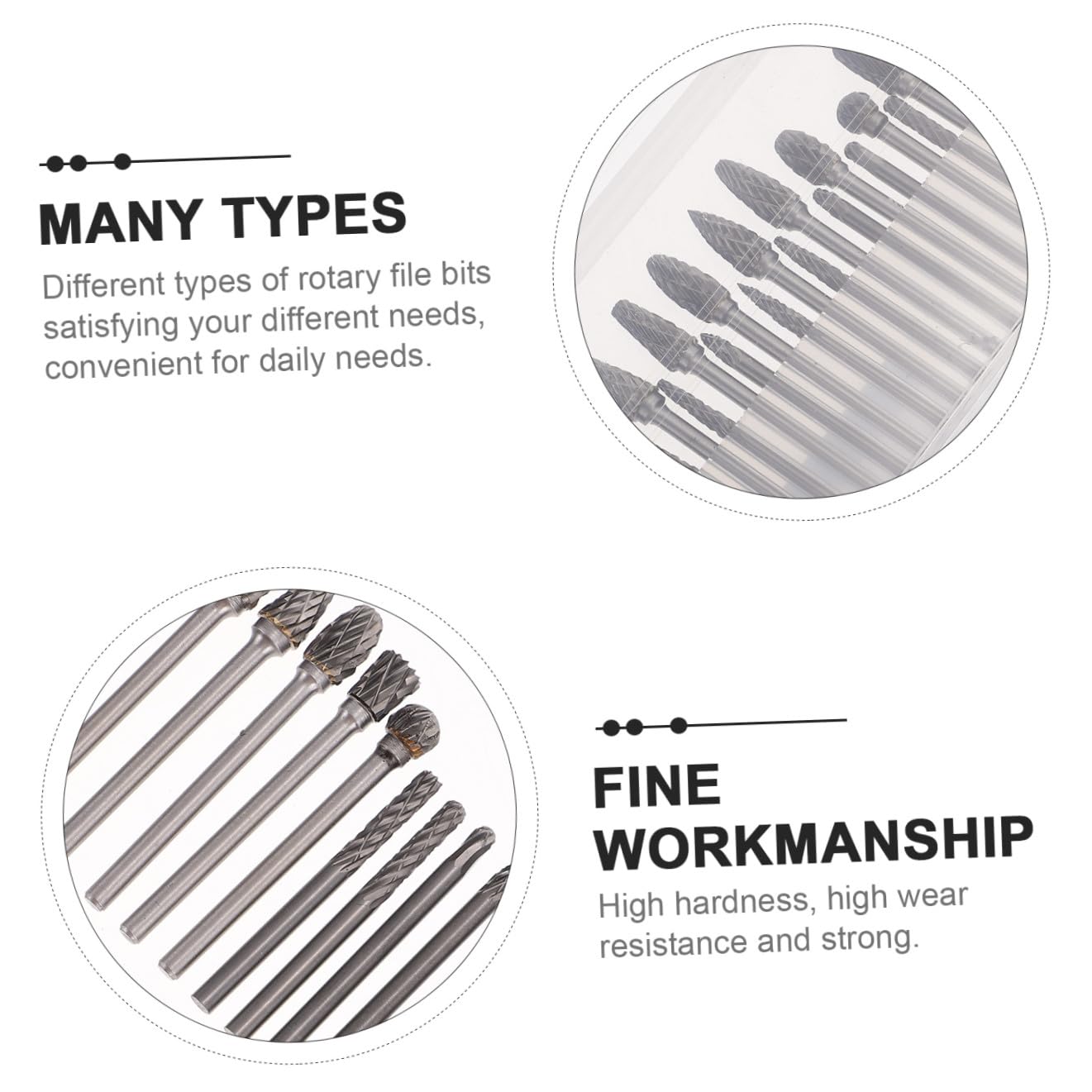 STOBAZA 3 Sets Rotary File Bits Tungsten Carbide Rotary Tool Accessories for Polishing Grinding Carving Durable High Wear Resistance for Woodworking and Metalworking Projects