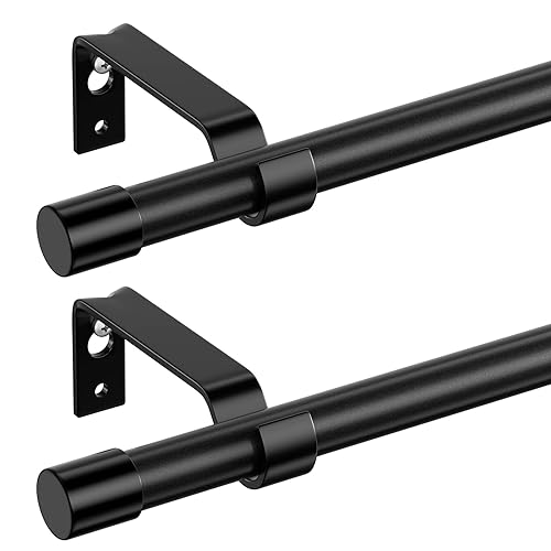 Curtain Rods Set of 2, Black Curtain Rod for Windows