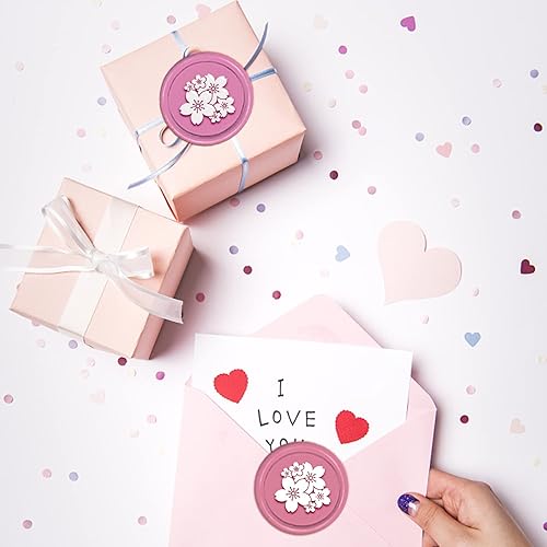 Miniatura 3 de CRASPIRE Sello de cera con diseño de flores de cerezo, sello de cera de 1.181 in1.18 pulgadas, cabeza de latón extraíble con mango de madera para