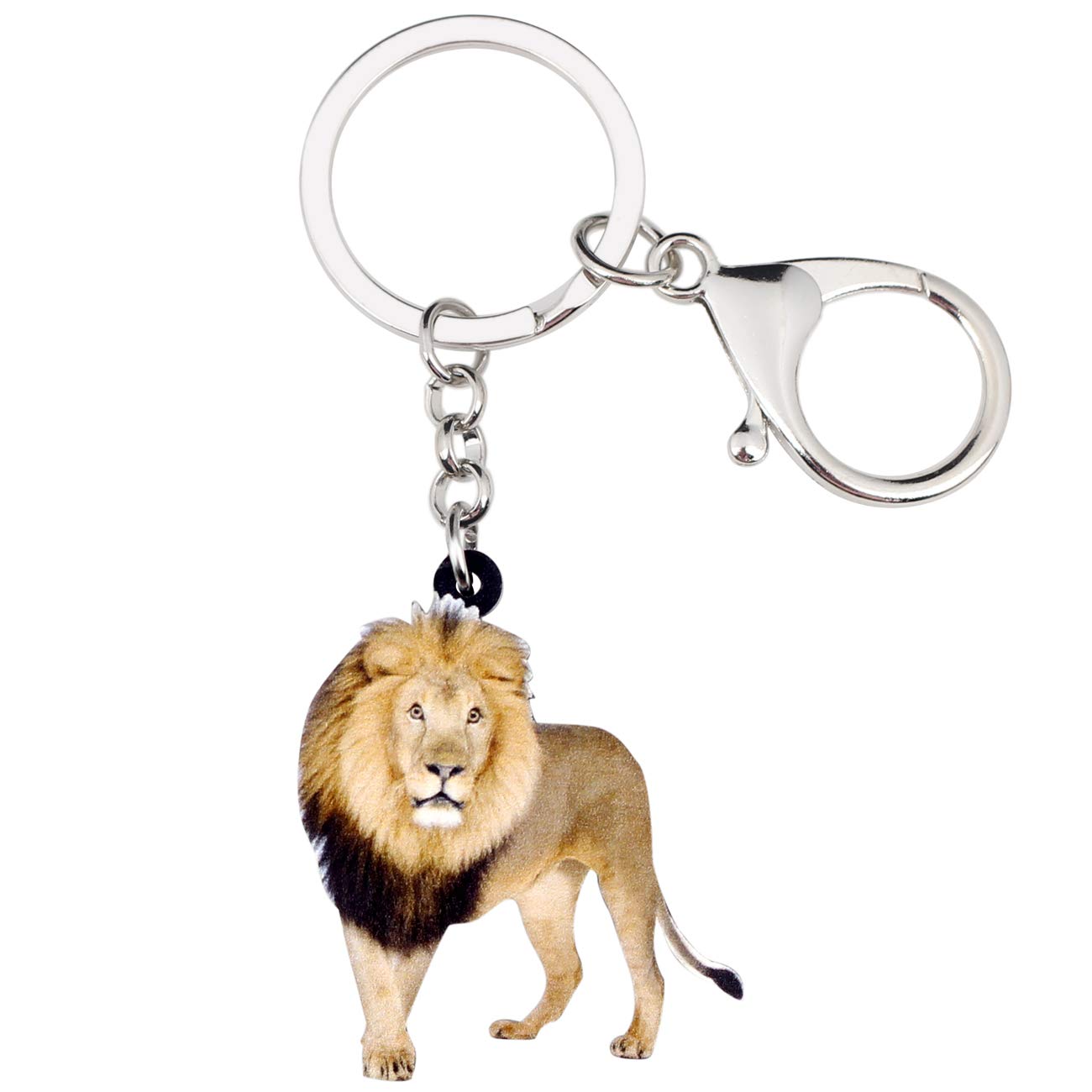 Weveni Women's Beige Acrylic African Lion Keychain Charm Jewelry For Girls Wallet Handbag Car (Beige)