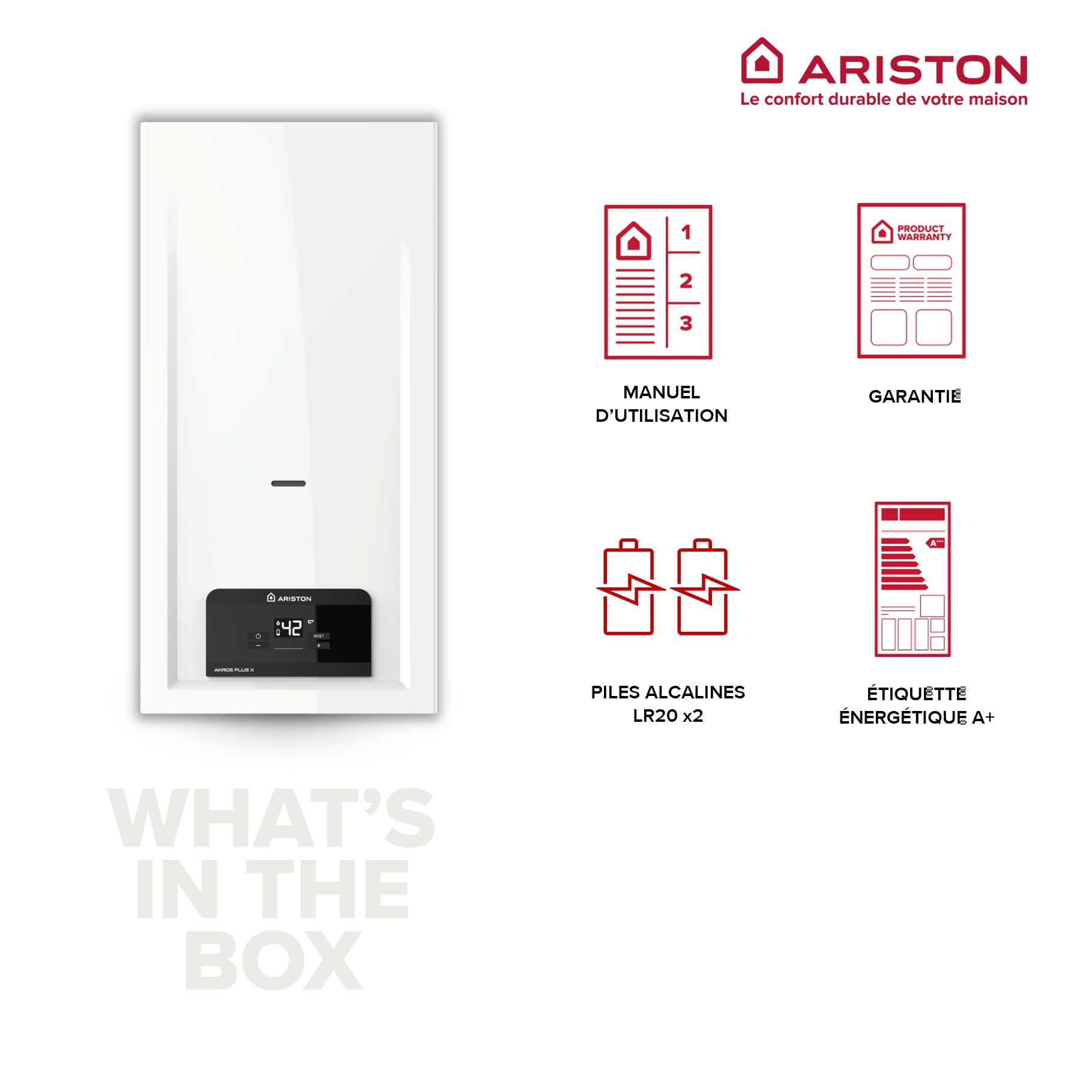 Ariston Akros Plus 14L GN – Durchlauferhitzer Gas, Sofortiges Gas, 14 l/min – Niedrig NOx – Energieeffizienzklasse A – entworfen und hergestellt für die Installation in Frankreich