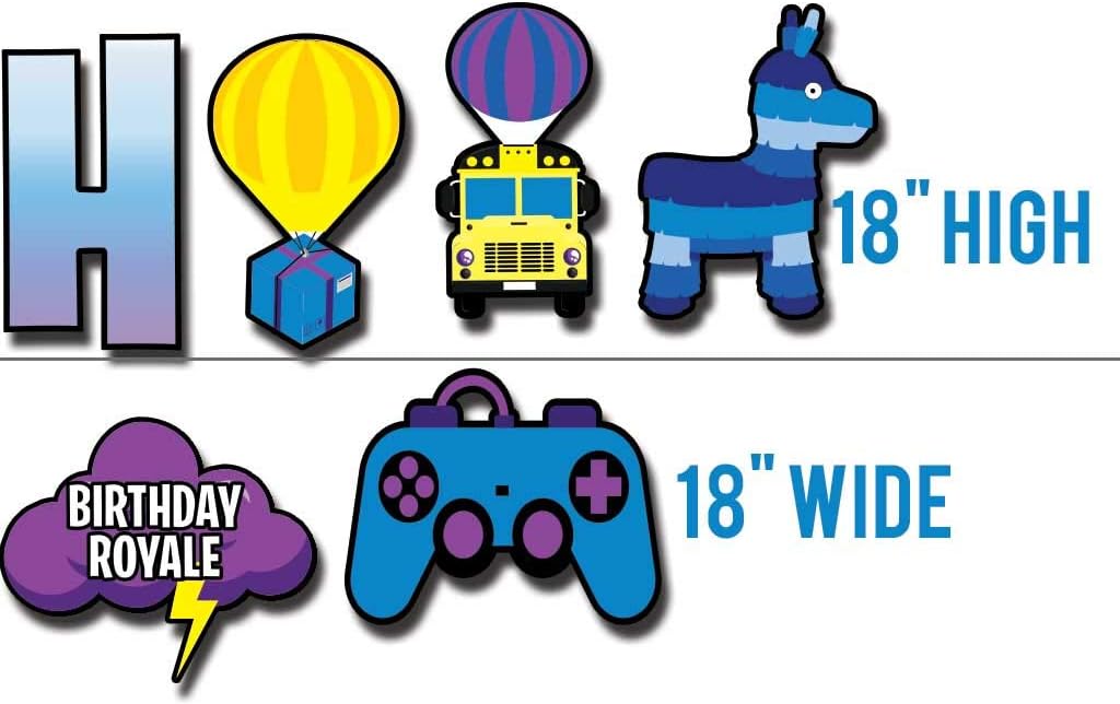 VictoryStore Battle Royale Party Supplies - 20pcs Yard Signs with Stakes - 18" Plastic Modern Signs - Happy Birthday