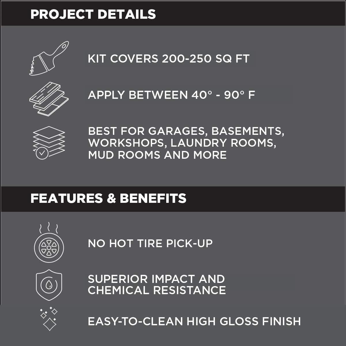 Rust-Oleum 60003 RockSolid Polycuramine Garage Floor Coating, 1 Car Kit, High Gloss Gray