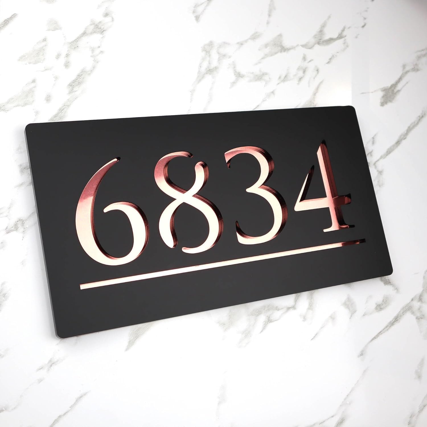 Personalized Acrylic Name Plate for Home Entrance 3D Letters Door Name Plates Home Office Outdoor Entrance 15x30 cm Stylish Durable (Black Rose Gold) 3